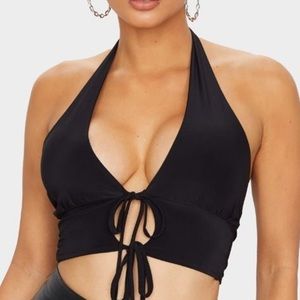 BLACK HALTER NECK TOP